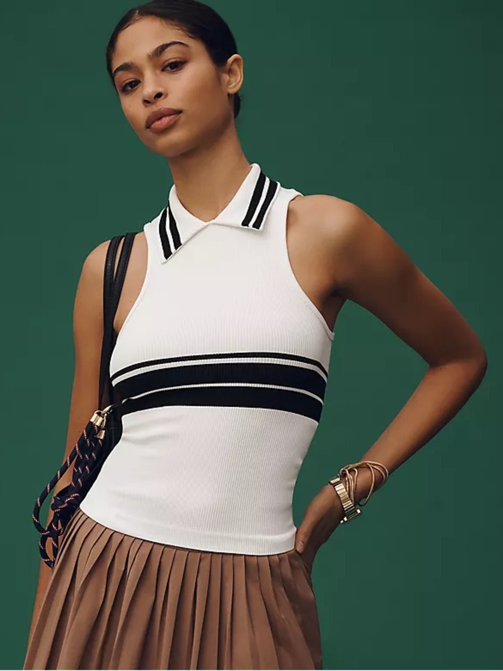 ANTHRO | Maeve Ribbed Polo Tank